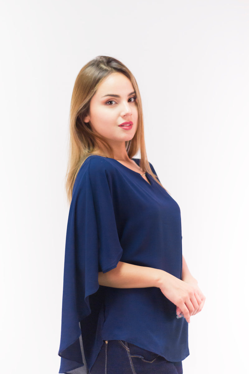 Blusa Manga Ancha Azul