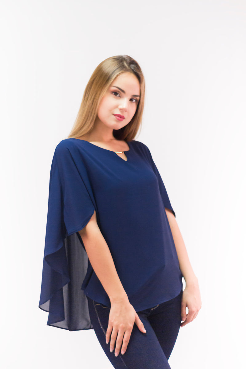Blusa Manga Ancha Azul